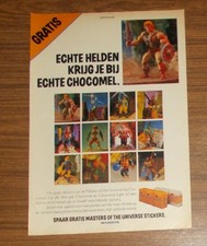 Seltene Werbung HE-MAN & MOTU Chocomel Sammelbilder Promo Niederlande 1986