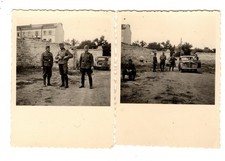 Foto/Photo Portrait Wehrmacht Offiziere & Soldaten; Baltenkreuz; PKW; Friedland