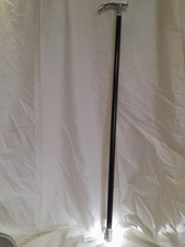 Gehstock, Spazierstock, Schwarz mit Metallgriff Silber, Länge 95cm, Accessoire 