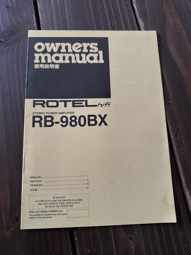 Rotel hifi 980bx owners - rotel, rb-980bx