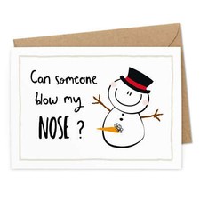 Lustige Weihnachtskarte "Can someone blow my Nose?" Grußkarte Postkarte