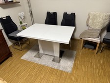 Esstisch Tisch Esszimmertisch Ausziehtisch weiß Hochglanz 160 x 80 cm ausziehbar
