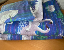 Winter Bettwäsche Doppelbett Bettbezug 135x190 + Kopfkissenbezug Knopf BW Schwan