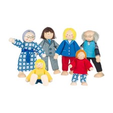 goki SO218 Biegepuppen "City Familie" 6-tlg. Set für Puppenhaus, Holz