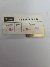 Goldbarren 10 Gramm Heraeus Ovp Aus 1961