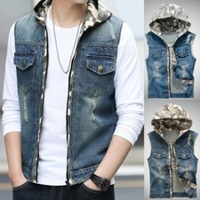 Mens Ripped Denim Jeans Hoodie