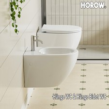 Hänge WC & Hänge Bidet WC Set Dusch Toilette Keramik mit Absenkautomatik WC Sitz