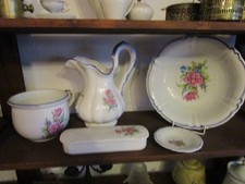 Antik Waschtischgarnitur Keramik 5 teilig gemarkt