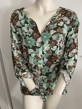 Liberty woman, Bluse Langarm, braun/mint/natur, Gr. M (m. Preisetikett), NEU!!!