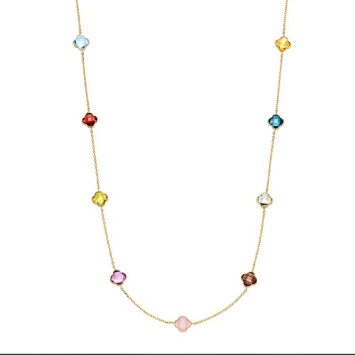 Goldkette mit farbsteinen - goldkette,