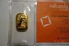 Goldbarren 50 g Valcambi .