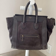 CELINE Phantom Luggage Bag Wildleder Leder Beuteltasche 2-Wege Handtasche...