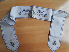 älteres besticktes Spruchband, Tischband, Frohes Fest, 13x150cm, Nr. 59