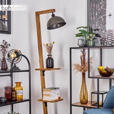 HOFSTEIN Selbagnone moderne Stehlampe aus Metall/Holz Schwarz/Natur/Nickel-Antik