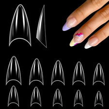 Nageltips Kurz Stiletto 500 Stücke Set, 10 Größen Nagel Tipps Acryl Fake Nail Na
