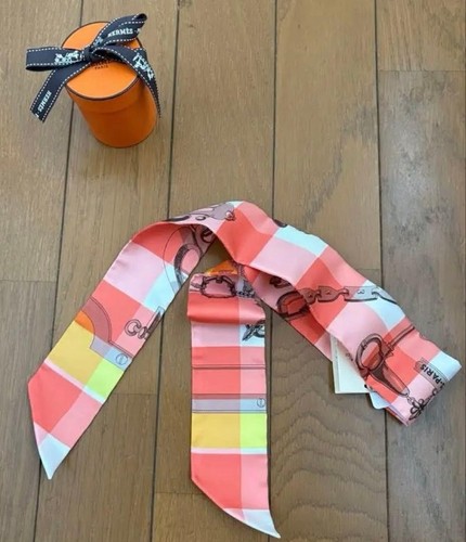 Hermès twilly orange plaid - hermès,