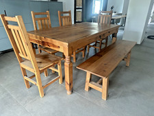 MEXIKO HACIENDA ESSZIMMER GARNITUR - ESSTISCH -STÜHLE - BANK - MASSIV PINIE *TOP