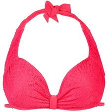 Neckholder-Bikini-Oberteil Gr. 38 Cup 75 A/B Neonpink Damen-Bade-Top Neu