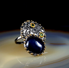 Ring Silber 925 Saphir Chromdiopsid Silber 18,4 mm schwarz XL - Designer 