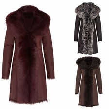 Damen Schaffell Kapuzenmantel