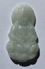 Guan Yin Buddha Jadeschnitzerei Jade Amulett / Anhänger, Asiatika
