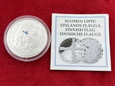 10 Euro Finnland, 2008, Jubiläum Finnlands Flagge, Silber, PP, Original