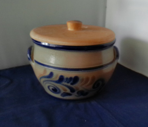 Steinguttopf braun blau - steinguttopf, braun-blau