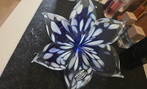 Murano glasblume blau - murano, blau-weiß