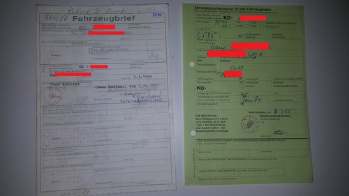 Fahrzeugbrief kfz brief 1975 - fahrzeugbrief,
