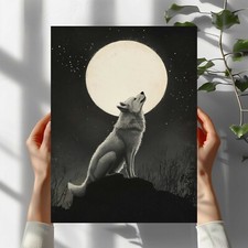 Wolf im Mondlicht Premium