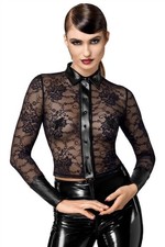Damen spitzen shirt schwarz - spitzen,
