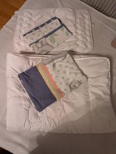 Bettbezug als Set für Babybett + Bettzeug flaches Kissen, Zudecke für Kita o.zH