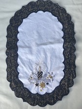 Weihnachts Tischdecke  * weiß & gold  & blau *  Kerzen * 