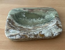 Onyx (?)  Schale  Ascher Seifenschale Dekoration  L. 20 cm grün/beige, ca. 420 g