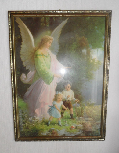 Vintage engelbild schutzengel - engelbild,