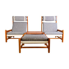 Original Niels Eilersen Midcentury Sofa Couch Sessel mit Ottoman