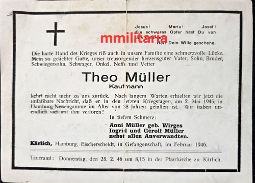 Sterbebild wwii gefreiter - sterbebild,