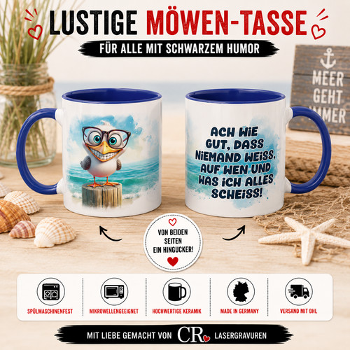 Lustige möwen tasse spruch - tasse,