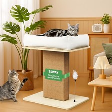 Kratzbaum XXL mit breitem Katzenbett 55 cm | Belastbar 25 kg | Sisal Birkenholz