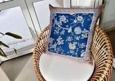 BASSETTI Kissenhülle 60x60 GENOVA B1 Blau Beige DEKO Kissen Hülle Baumwolle NEU