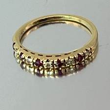 Goldring 9 kt Gelbgold Rubin & Diamant Eternityring Größe M1/2 gebraucht 430