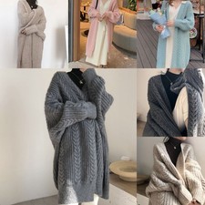 Neu Damen Lange Strickjacke