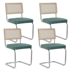 4er Set Freischwinger Esszimmerstuhl Küchenstuhl Samt Stuhl Schwingstuhl Grün