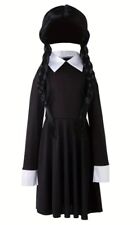 Wednesday Mädchen Kostüm Perücke /Halloween/Geburtstag/Fasching, Gr.122/128