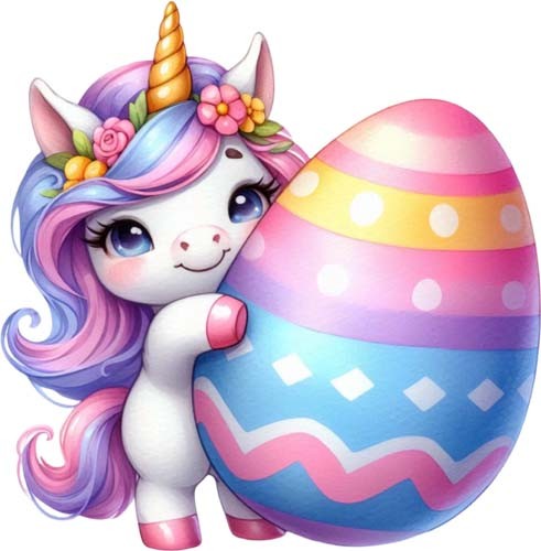 Farbe ostern einhorn wandbild - ostern,