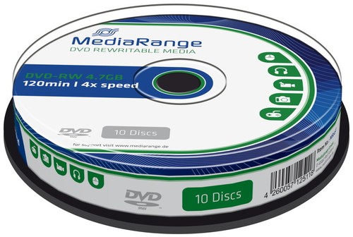 Mediarange rohlinge dvd - 10, dvd-rw