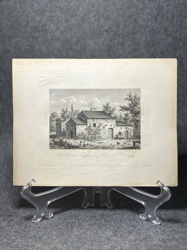 Antiker stahlstich haus der - antiker,