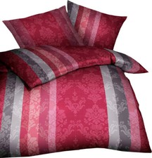 Kaeppel Fein Biber Bettwäsche 2 tlg. 135x200cm Over Paisley Burgund Rot Grau