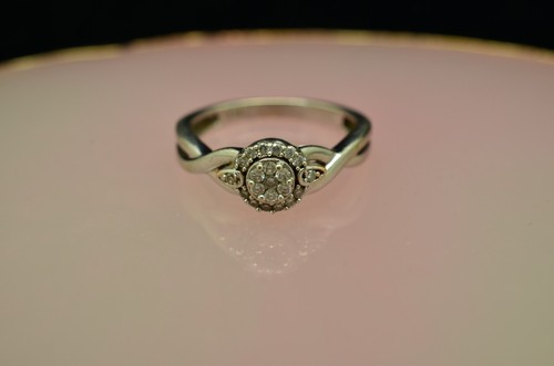 10k weißgold diamant cluster - weißgold,