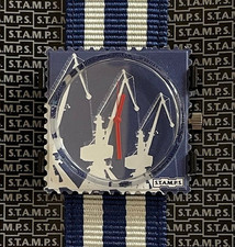 Stamps Uhr: Boom Cranes (Hafenkräne) + Armband Jack Stripes blue /neuwertig